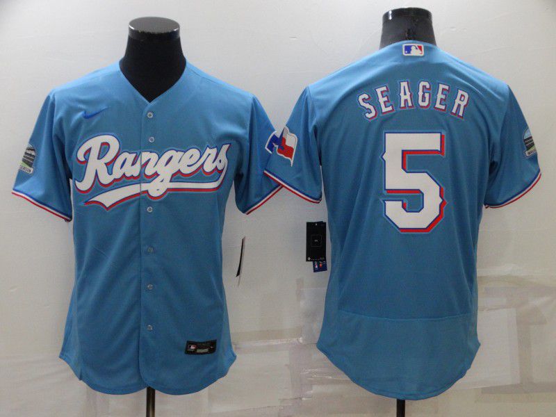 Men Texas Rangers #5 Seager Blue Elite Nike 2022 MLB Jersey